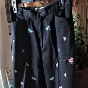 EUC beautiful embroidered DragonFly  David Broods 100% cotton black jeans